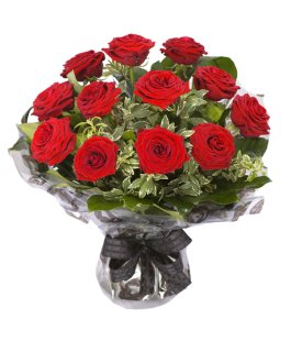 12 Red Roses Clear Wrap