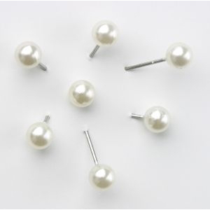 Round Headed Pearl Pins - White