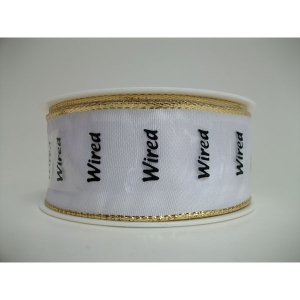 White / gold decorative ribbon 40mm