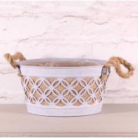 Planter Round with Hessian and Rope Handle in Lilac (23cm)