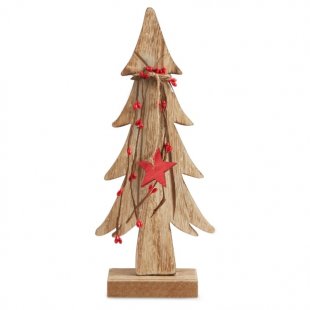 Deco Wooden Xmas Tree with Berries
