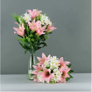 Artificial Flowers - Lily rose grass mixed bush
