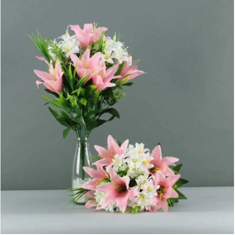 Artificial Flowers - Lily rose grass mixed bush