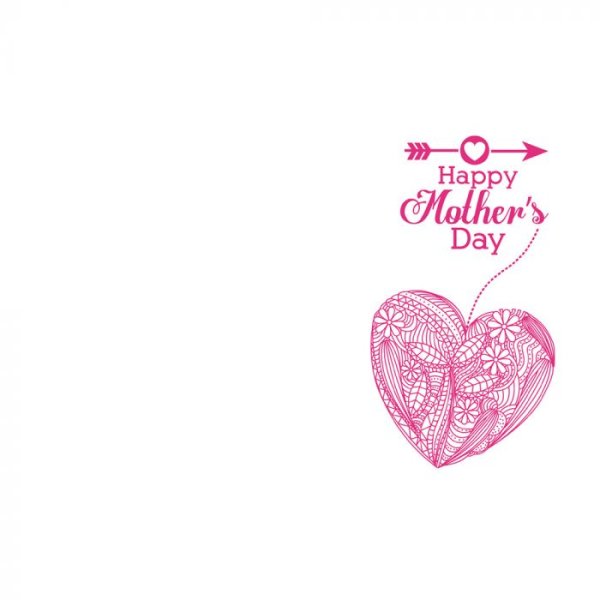 Greeting Cards - Happy Mothers Day - Pink Vintage Heart