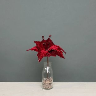 Poinsettia Pick Velvet Burgundy Small