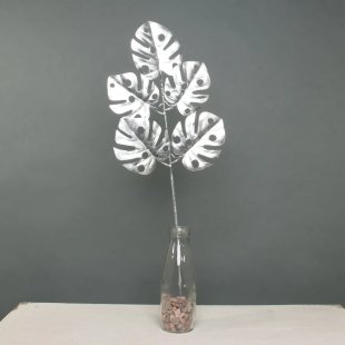 Metallic monstera leaf spray Silver