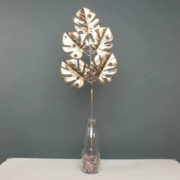 Metallic monstera leaf spray Gold
