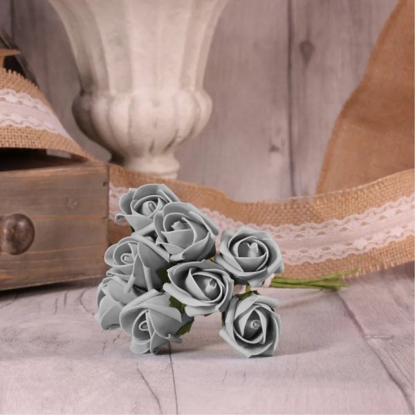 Foam Tea Rose Bud X8 Grey