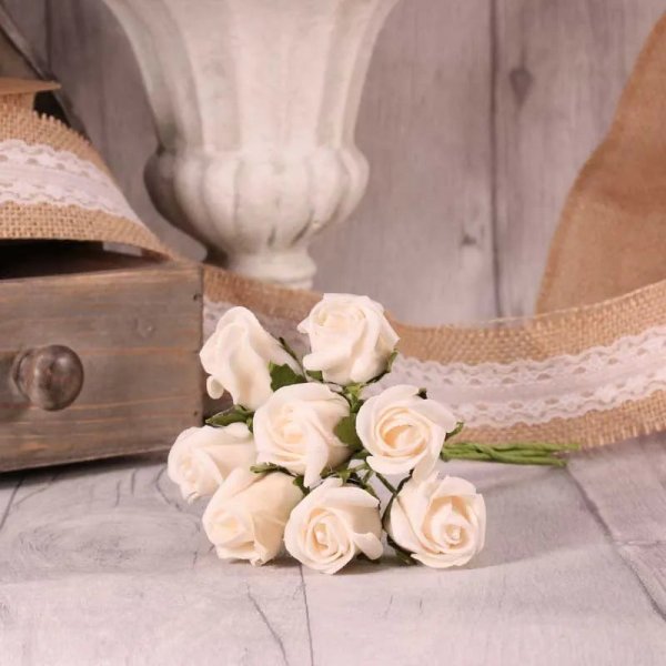Foam Tea Rose Bud x8 Ivory