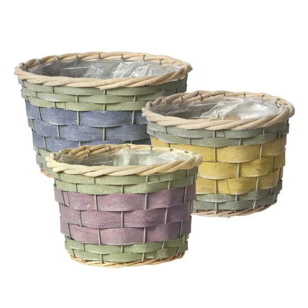 Round Harper Lined Baskets (Set of 2) - Blue/Green