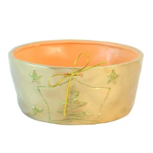 Gold Christmas Tree Bowl (25x25x12cm) (Collect Only )