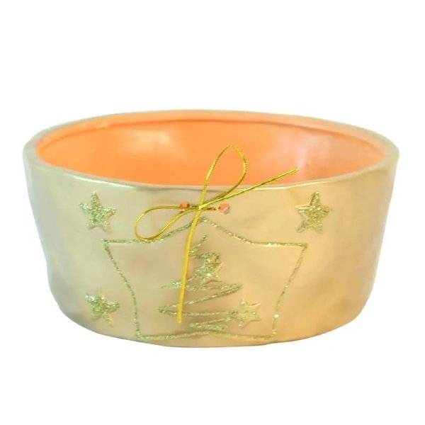 Gold Christmas Tree Bowl (25x25x12cm) (Collect Only )
