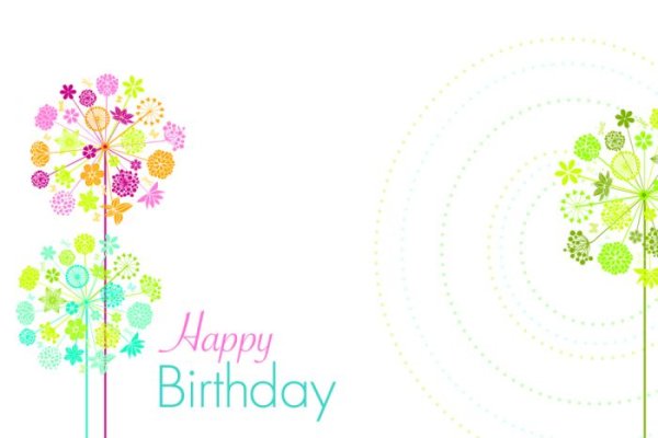 Happy Birthday, Retro Flowers with Swirl