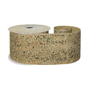 Gold Glitter Ribbon 63mm x 10y wire edge
