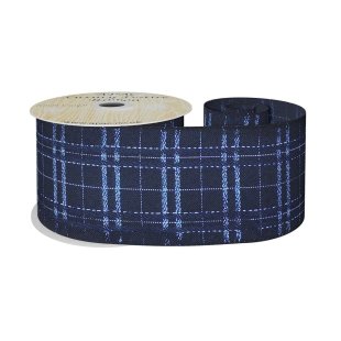 Navy Ribbon with Metallic Royal Blue Check 63mm x 10y wire edge