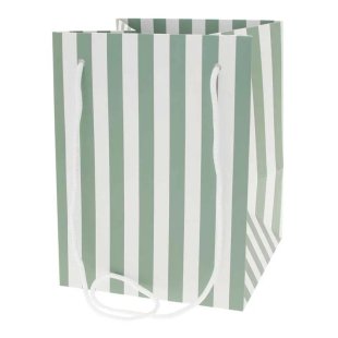 Sage Candy Stripe Hand Tied Bag (19x25cm)