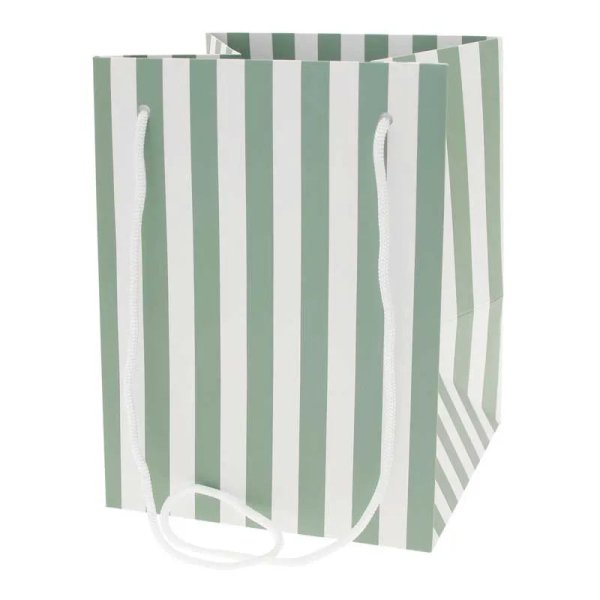 Sage Candy Stripe Hand Tied Bag (19x25cm)