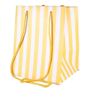 Yellow Candy Stripe Hand Tied Bag (19x25cm)