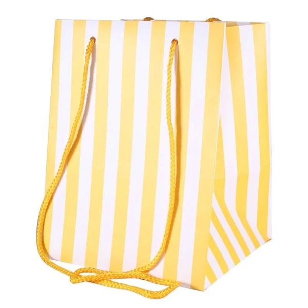 Yellow Candy Stripe Hand Tied Bag (19x25cm)
