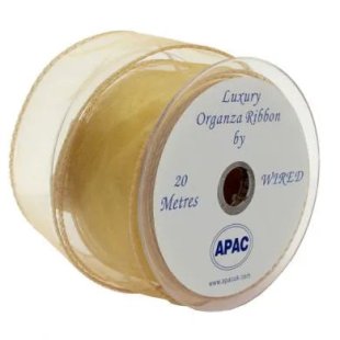 Gold Wired Edge Organza Ribbon
