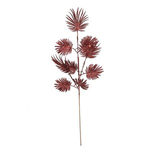 Glitter Feather Leaf Stem Burgundy