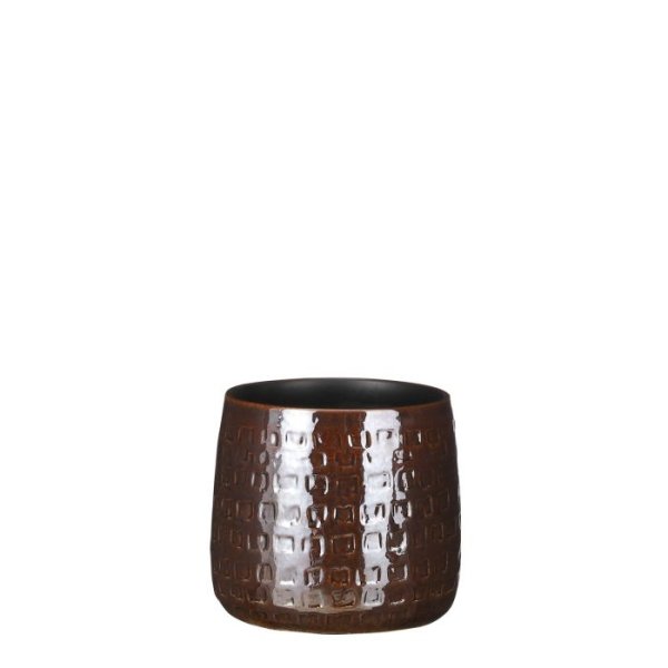MICA DECORATIONS FLOYD PLANT POT - H15x17 CM - BROWN