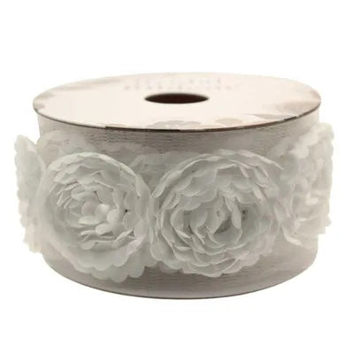 Rose Ribbon with Flower - Cream (40mm x 2m)