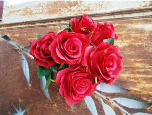 Artificial - Rose Bush - Red