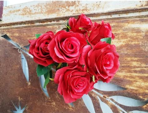 Artificial - Rose Bush - Red