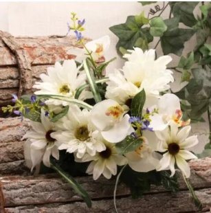 Artificial - Gerbera/Orchid Bush - Cream