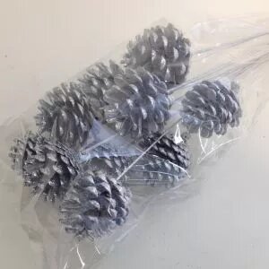Silver Glitter Cone/Ball/Berry Pick (96/288)